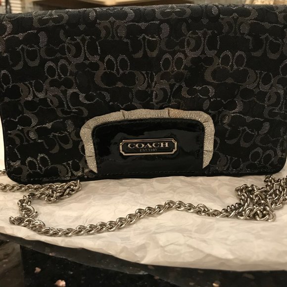 Coach evening bag black/silver excellent condition - Picture 2 of 15